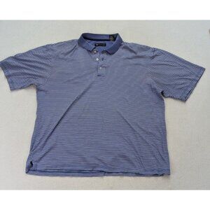 Wedge Men's Polo Blue & White Striped Short Sleeve Size XL Golf Business Casual